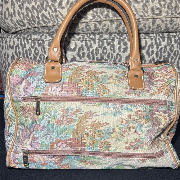 Floral Tapestry oversize Handbag top handle travel doctor style speedy shape - Picture 7 of 16